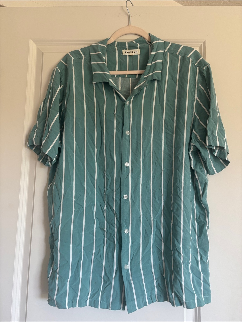 NEVER WORN Pacsun Teal Stripe Short Sleeve Shirt
